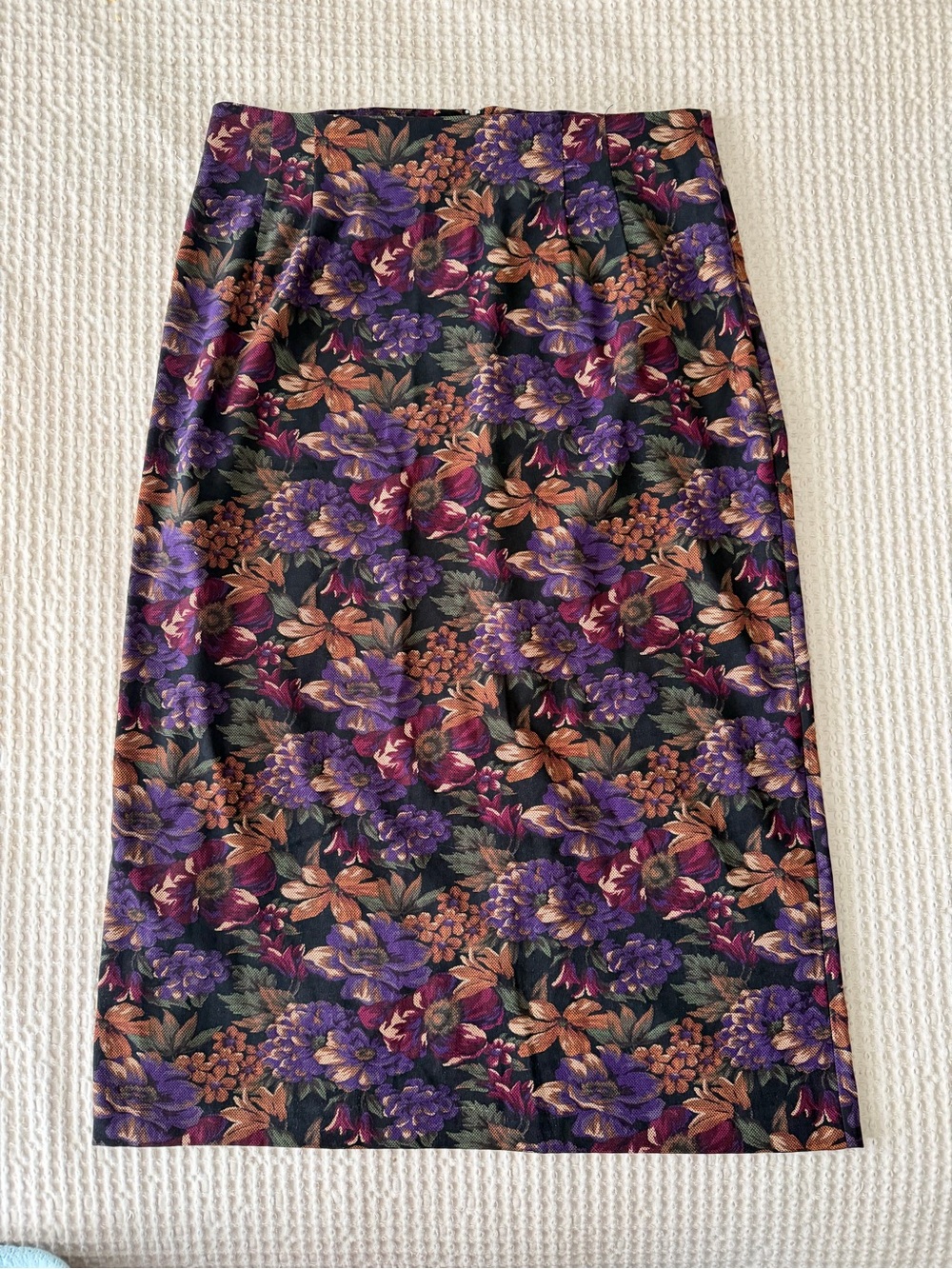 Briggs New York Floral Pencil Skirt in Purple and Brown